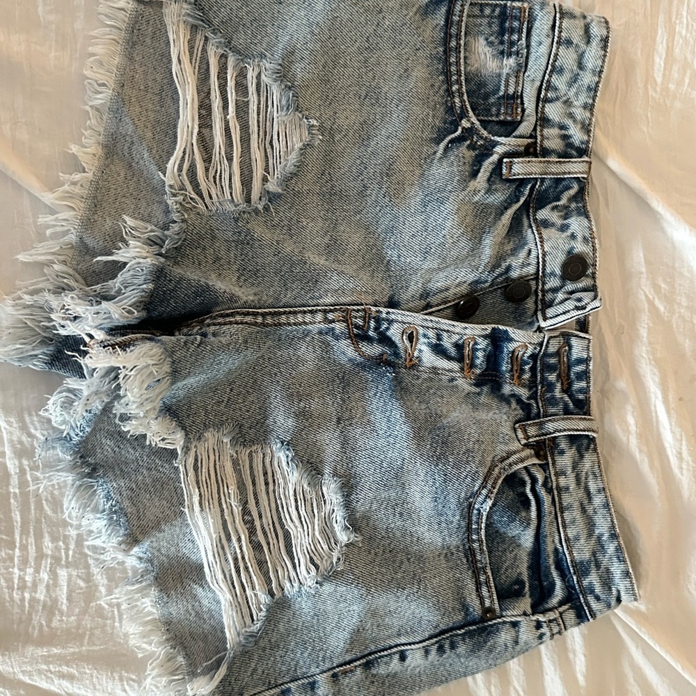 Distressed Denim Jean Shorts